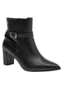 Botín negro de cuero para mujer con diseño elegante y sofisticado, ideal para ocasiones semi-formales y salidas casuales.