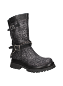 Bota de cuero negro para mujer, suela gruesa con relieve para una pisada firme y segura, diseño exclusivo y vanguardista.