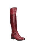 Bota de cuero café para mujer, estilo casual, con acabado liso y sin adornos visibles, destacando por su minimalismo.