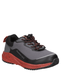 Zapatilla gris con interior acolchonado para niño, estilo contemporáneo, perfecta para aventuras al aire libre.