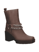 Calzado de cuero café para mujer, diseño audaz y moderno, adecuado para conciertos y salidas casuales.