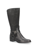 Calzado biker de cuero negro para mujer, perfecto para un estilo fuerte y sofisticado.
