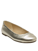 Elegante ballerina de cuero dorado, ideal para reuniones y eventos casuales.