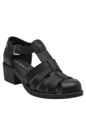 elegante sandalia de cuero negro ideal para eventos sociales y uso diario