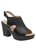 Sandalia minimalista de cuero negro, perfecta para eventos sociales con un toque sofisticado.