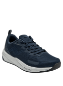 zapatilla azul de hombre con suela blanca y detalles negros para un contraste moderno