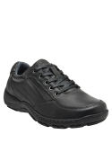 Calzado masculino casual en cuero negro, perfecto para ocasiones informales, combina con ropa casual.