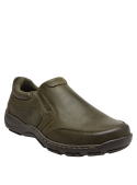 Mocasín de cuero marrón oscuro, versátil para combinar con jeans o pantalones chinos.