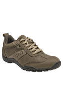 silueta versátil de zapatilla taupe de cuero, ideal para uso diario