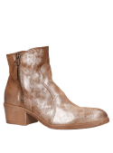 Elegante botín casual camel de cuero para mujer, con forro PU suave y taco bloque estable.