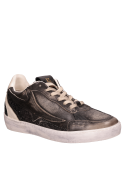 Zapatilla de cuero negro para mujer, resistente y adecuada para el día a día.