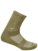 Calcetines oliva de algodón, poliéster y elastano para suavidad y flexibilidad.
