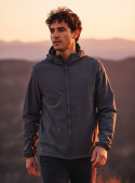 Elegante cortaviento gris de hombre en tejido poliamida y elastano, ideal para looks urbanos.