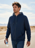 Polerón azul de hombre en algodón y poliéster, ideal para un estilo casual.