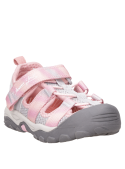 Sandalia de punta abierta gris para niña, estilo versátil, adecuada para paseos y juegos.