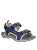 Sandalia infantil azul, estilo casual, para niño, con suela plana sintética, adecuada para el uso diario en la ciudad.