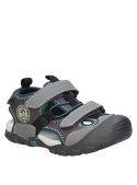 Sandalia negra para niño, diseño cómodo, ideal para paseos en plaza y ciudad.