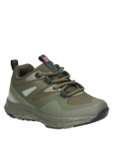 Zapatilla textil verde para niño, diseño casual, adecuada para paseos en la ciudad.