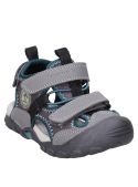 Sandalias negras para niño con correas de velcro, perfectas para explorar.