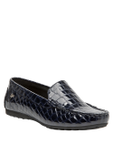 mocasín azul cuero mujer perfecto para combinar con jeans o vestidos