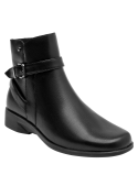 Botines de cuero negro para mujer, con altura de taco de 3 cm, adecuados para actividades cotidianas.