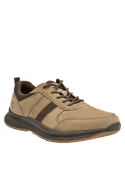 Zapatilla taupe de cuero para hombre, estilo casual, recomendada para uso diario y ocasiones informales