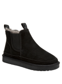 Botín Chelsea negro de mujer, material sintético, recomendado para paseos y exploraciones.