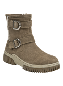 Botas de cuero taupe para mujer, diseño funcional, recomendado para uso diario y comodidad.