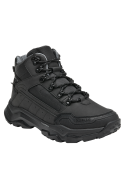 botines negros de hombre en material sintético, perfectos para combinar con pantalones de trabajo.