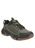 Zapatillas outdoor verdes para hombre, con suela plana de 5 cm, diseñadas para comodidad y estabilidad.