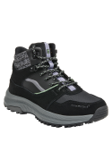 Botín de mujer negro, taco plano de 3 cm, ideal para paseos en la naturaleza.