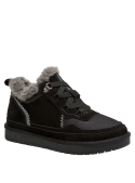 Zapatillas negras casuales para mujer, estilo rústico, ideales para actividades diarias.