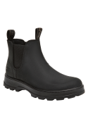 Botines de cuero negro para mujer, con taco plano de 3 cm, aptos para jornadas diarias y aventuras.