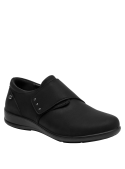 Zapatos negros de estilo casual para mujer, confeccionados en cuero, ideales para un look elegante y cómodo.
