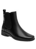 Botín Chelsea para mujer en negro, acabado mate, recomendado para looks vanguardistas.