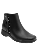 Botín negro de cuero suave para mujer, estilo casual, cómodo para caminar durante todo el día.