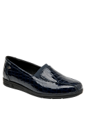 mocasín femenino azul, estilo formal, acabado texturizado, ideal para combinar con ropa casual