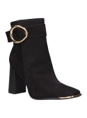 Botín de cuero negro para mujer, tacón de 9 cm, ideal para destacar en eventos sociales.