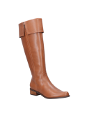 botas camel con taco bloque de 3.8 cm, diseño casual para mujeres