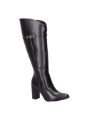 Botas de mujer en cuero negro, caña de 38 cm, recomendadas para eventos formales.