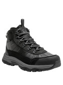Botín negro sintético para hombre, estilo outdoor, ideal para aventuras urbanas y naturaleza.
