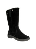 Botas de mujer negras de cuero, con taco de bloque de 4.5 cm, combinan estilo y confort.