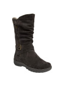 Bota de cuero mujer color moro, con forro de chiporro para días fríos.