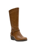 botas camel con detalle trenzado, combina con jeans o vestido bohemio