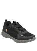 Zapatillas de textil negro para mujer, taco plano de 3 cm, recomendadas para uso diario y urbano.