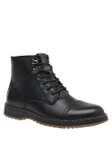 Botines de cuero negro para hombre, con acolchado en el tobillo, recomendados para uso diario y trabajo.