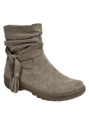Botín casual taupe de cuero, con taco bloque de 4.5 cm, para actividades al aire libre.