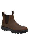 Botín de cuero café para hombre, estilo Chelsea, recomendado para actividades diarias y paseos.
