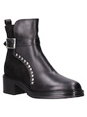 Botín casual negro de mujer, con taco bloque de 5 cm, adecuado para actividades diarias.