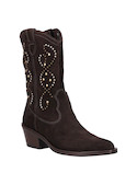Bota vaquera en tono marrón para mujer, taco bloque de 6 cm, recomendada para salir de noche.